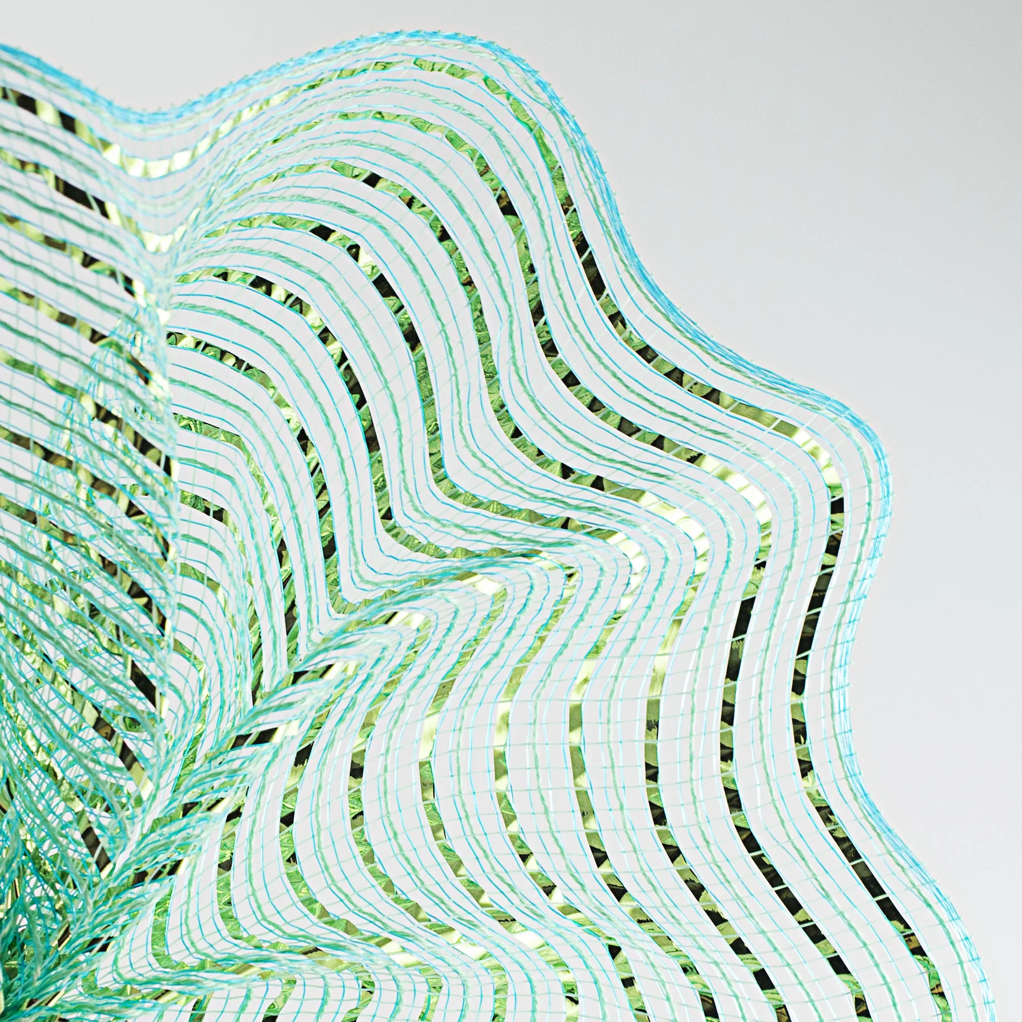 10" All Foil Thick Metallic Mesh: Aqua & Lime