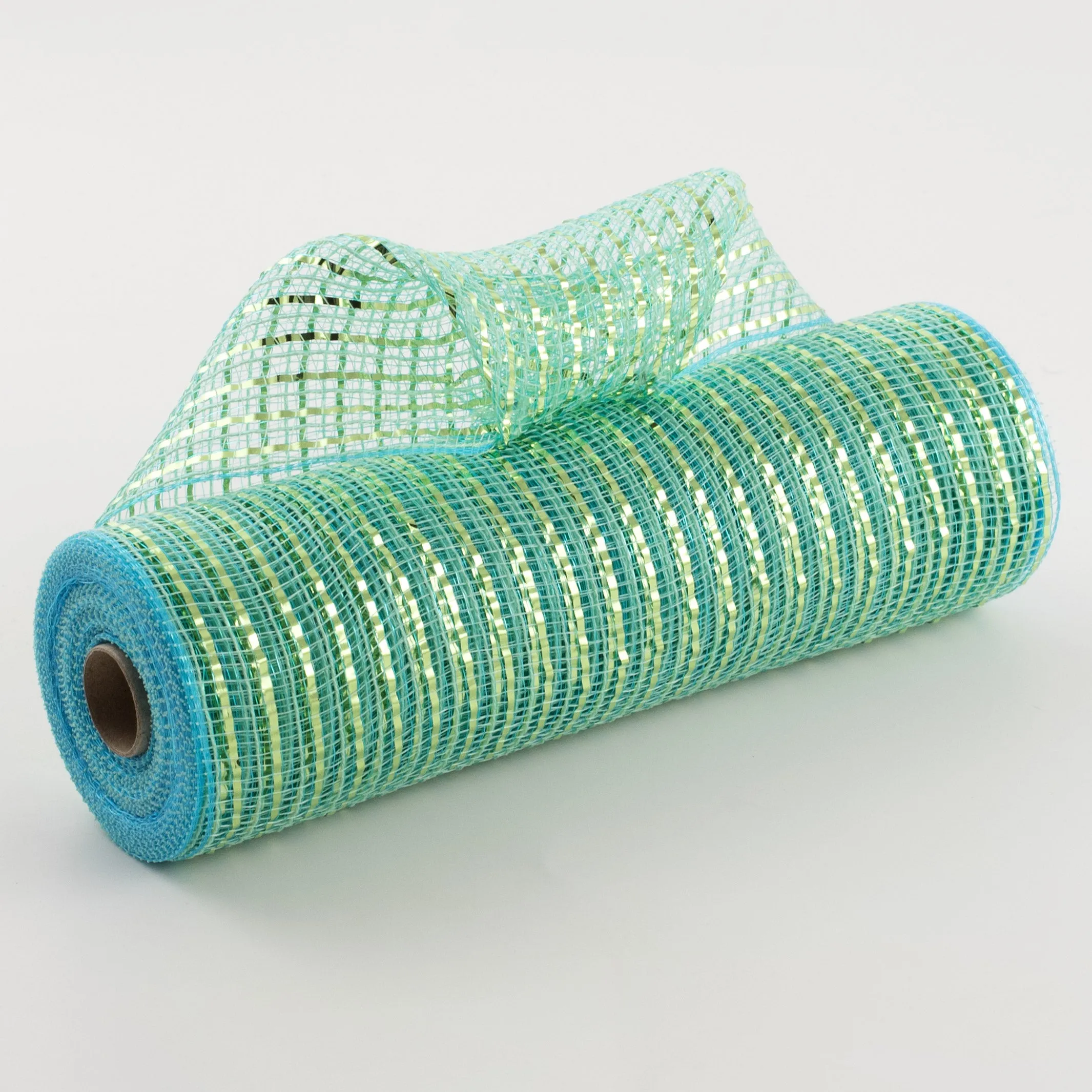 10" All Foil Thick Metallic Mesh: Aqua & Lime