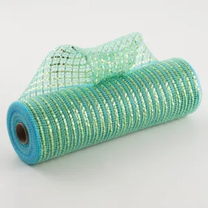 10" All Foil Thick Metallic Mesh: Aqua & Lime