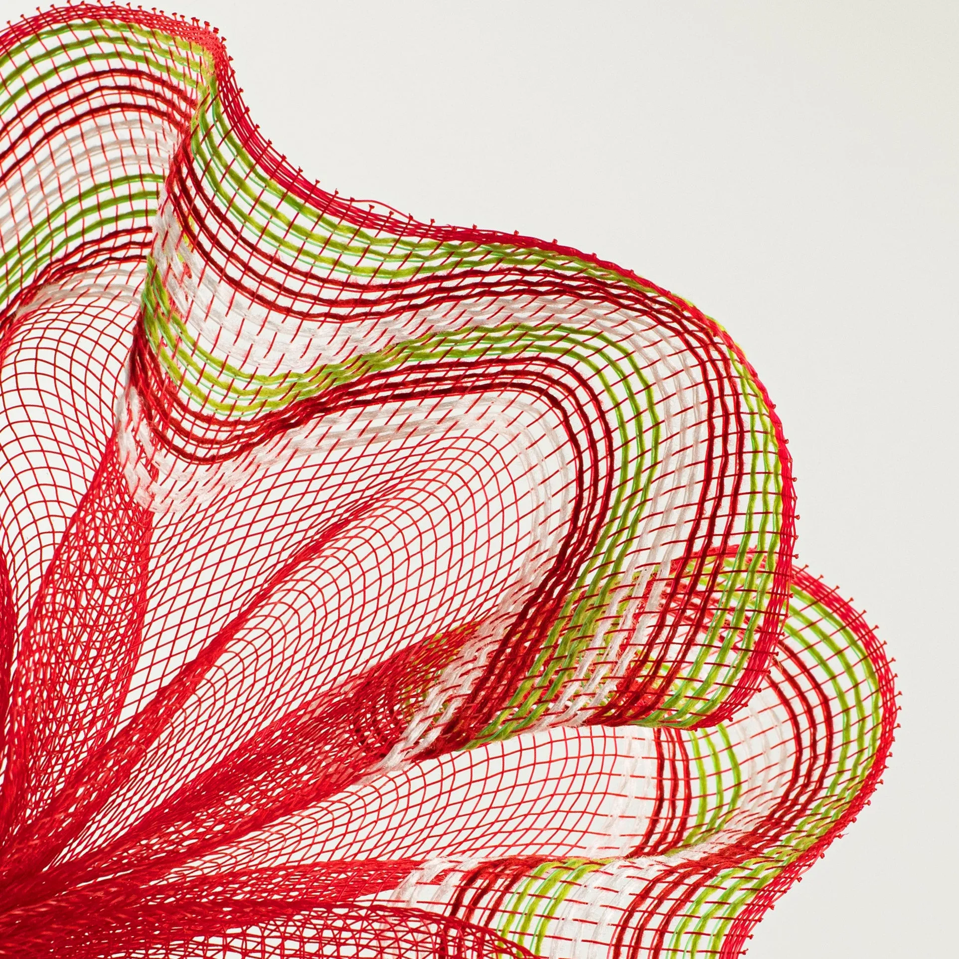 10" Border Stripe Mesh: Red, Fresh Green, White