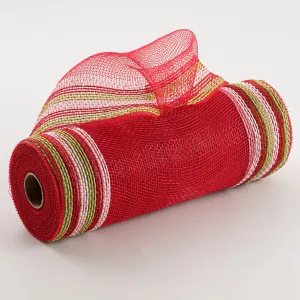 10" Border Stripe Mesh: Red, Fresh Green, White