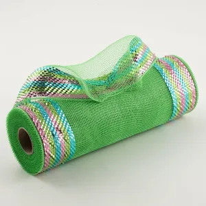 10" Border Stripe Metallic Mesh: Lime, Turquoise, Pink