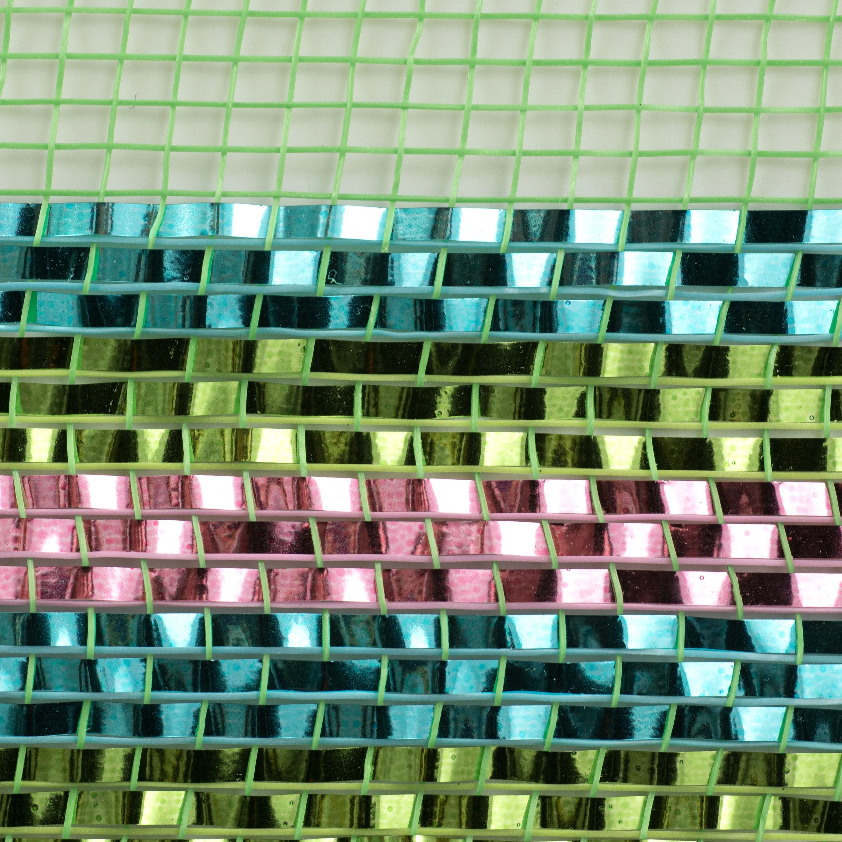 10" Border Stripe Metallic Mesh: Lime, Turquoise, Pink