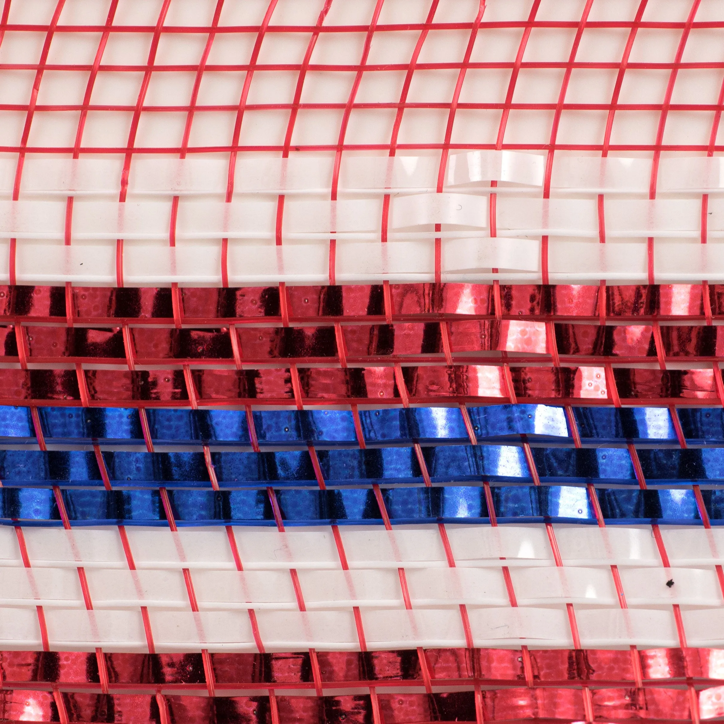 10" Border Stripe Metallic Mesh: Red, White, Blue