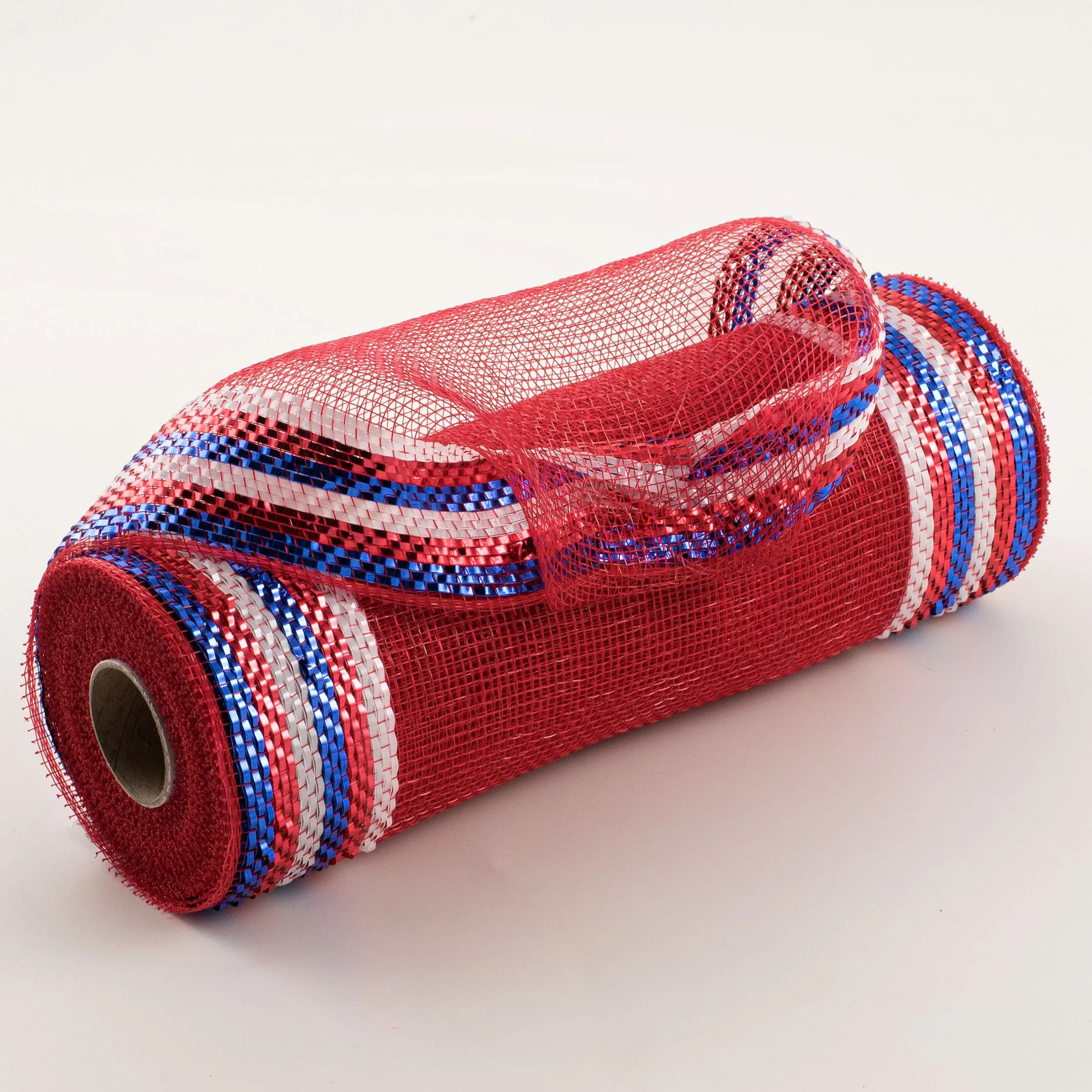 10" Border Stripe Metallic Mesh: Red, White, Blue
