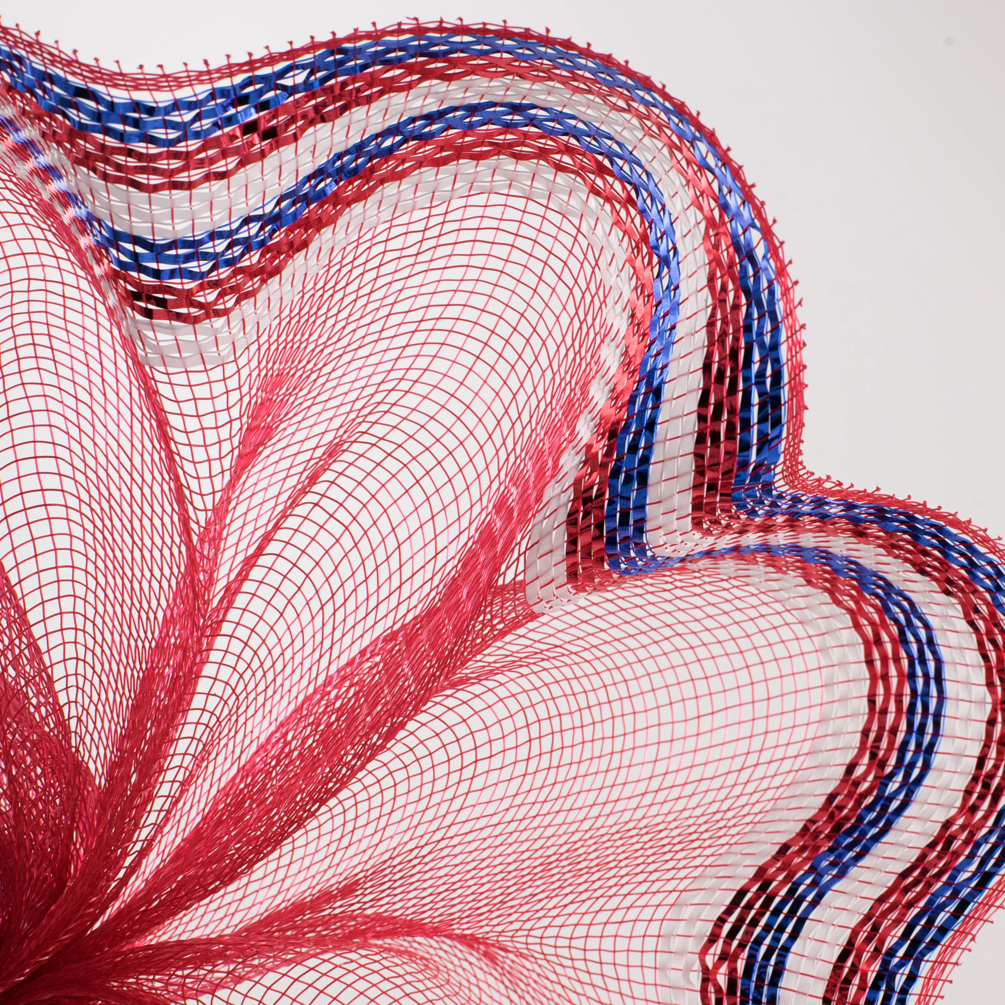 10" Border Stripe Metallic Mesh: Red, White, Blue