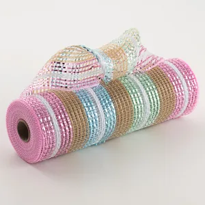 10" Burlap Mesh: Wide Metallic Easter Stripes