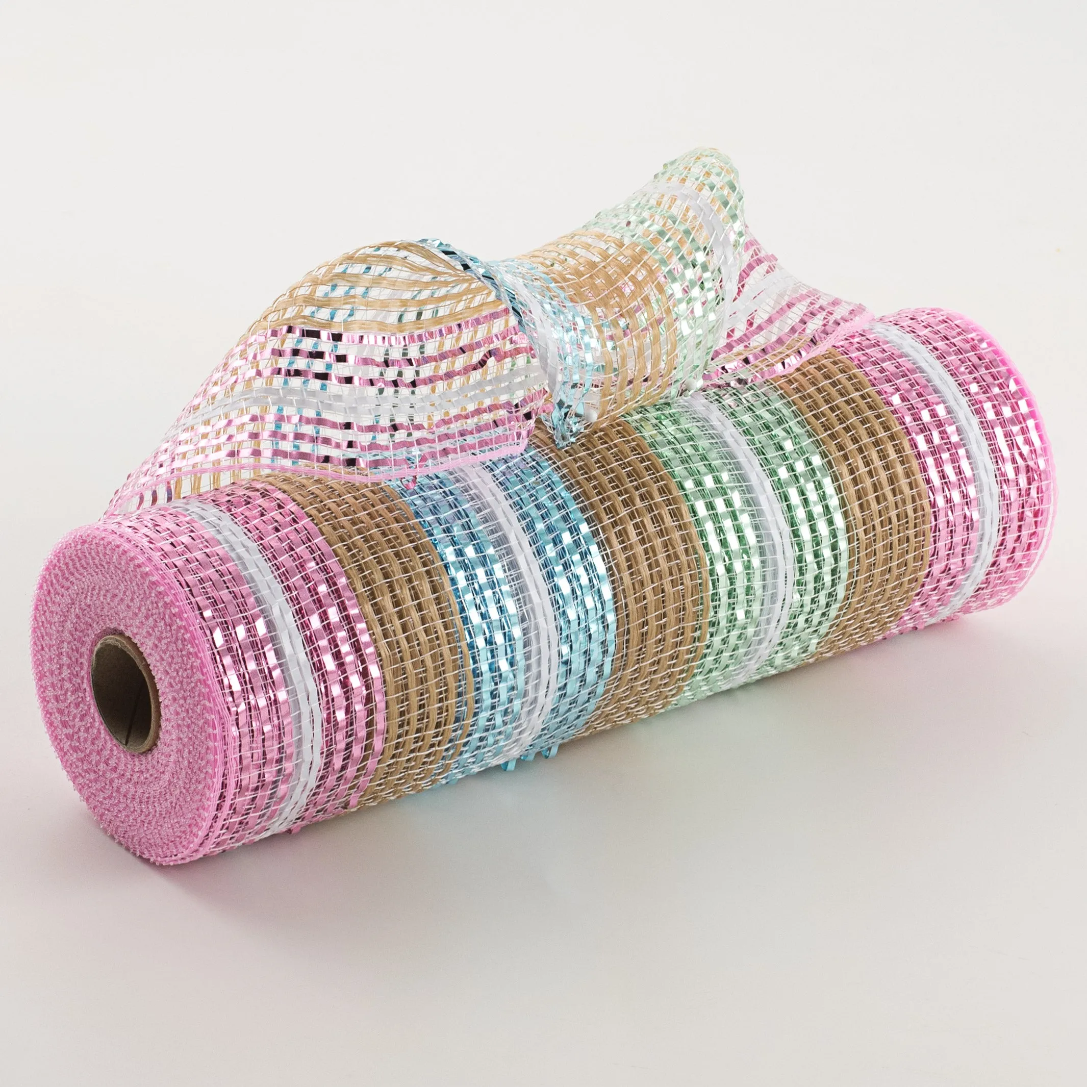 10" Burlap Mesh: Wide Metallic Easter Stripes