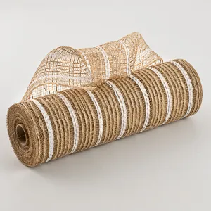 10" Burlap Stripe Mesh: White (10 Yards)