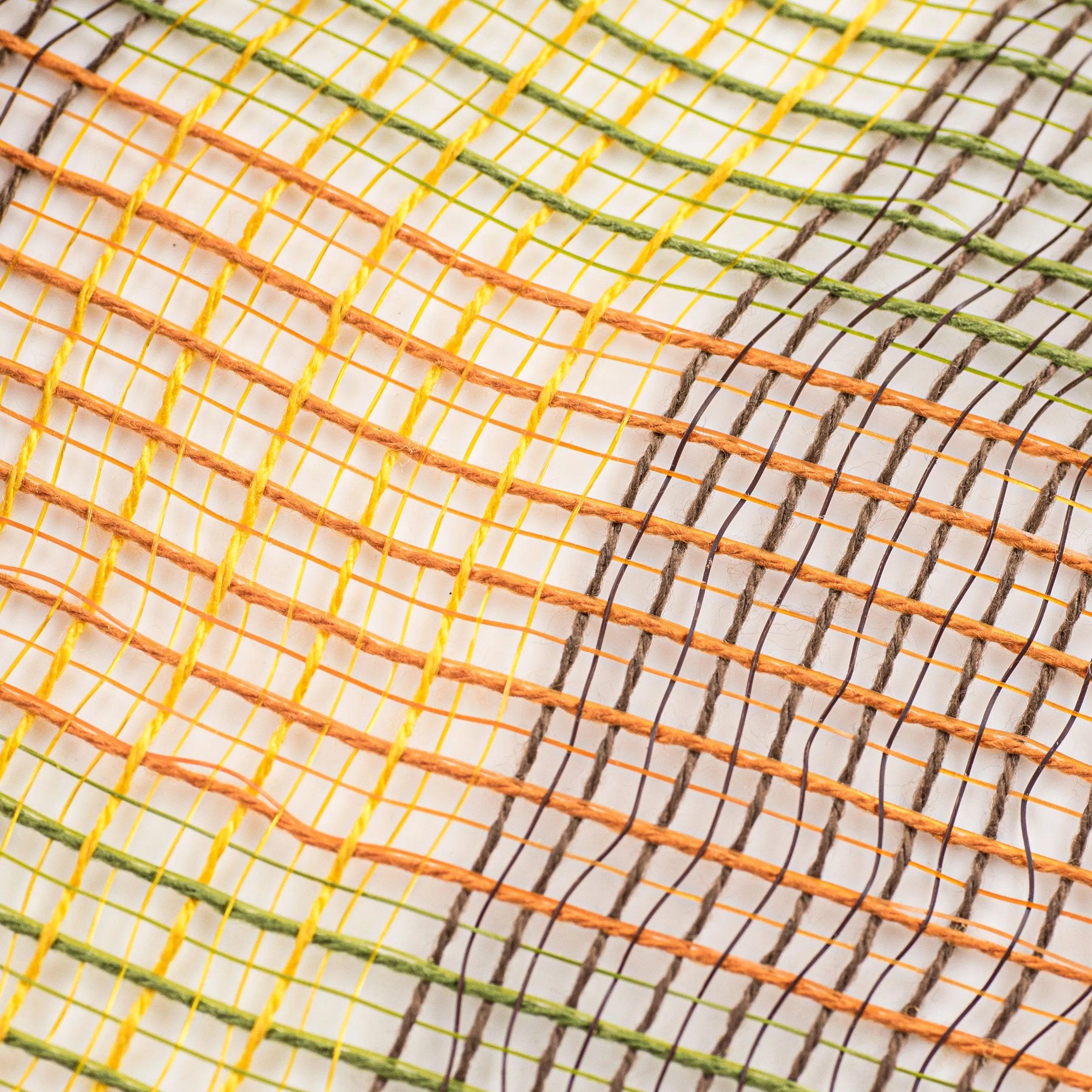 10" Check Plaid Fabric Mesh: Moss & Orange