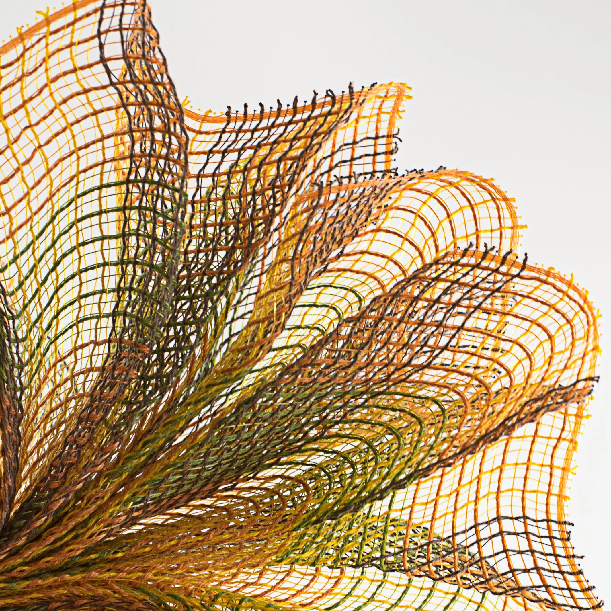 10" Check Plaid Fabric Mesh: Moss & Orange