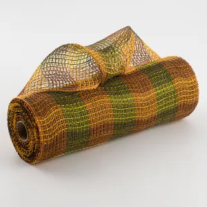 10" Check Plaid Fabric Mesh: Moss & Orange