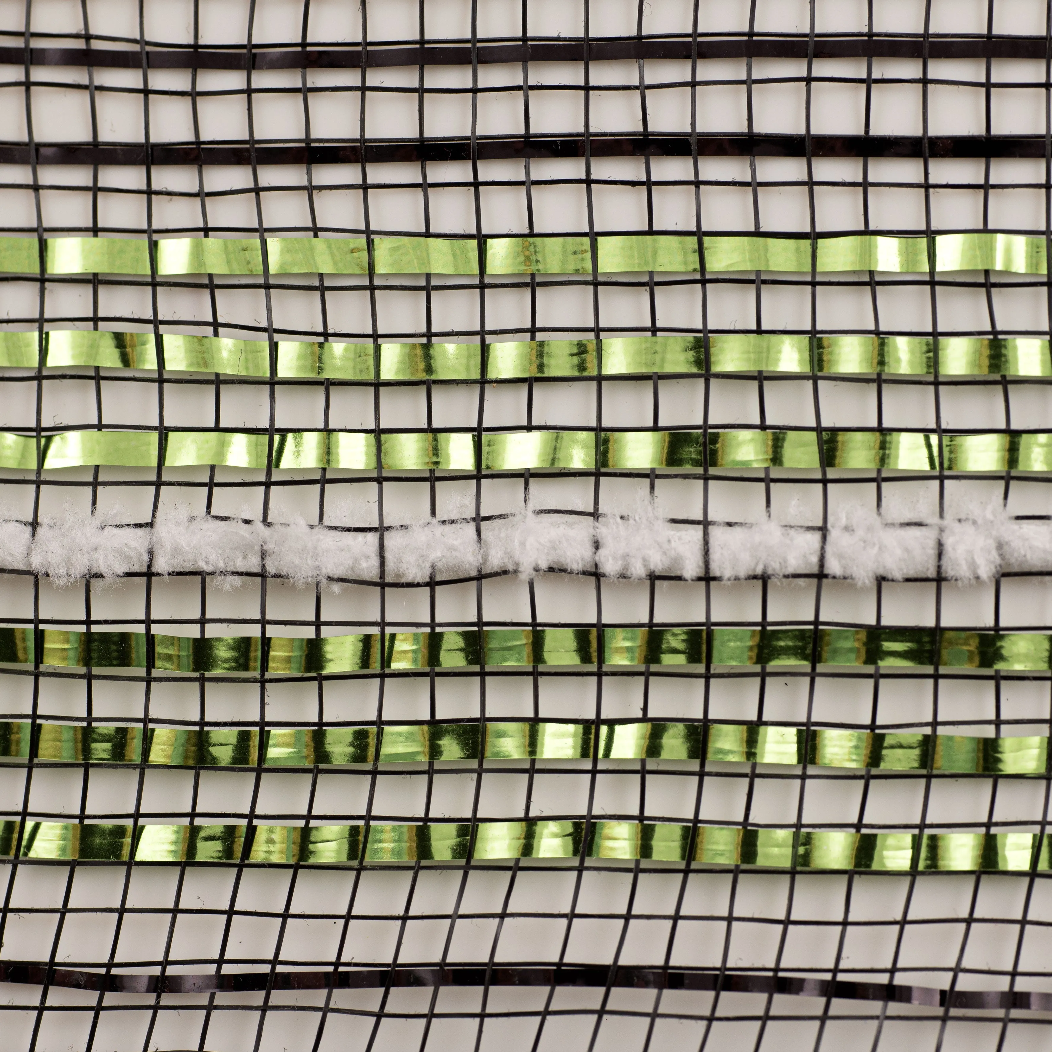 10" Deco Mesh: Wide Metallic Halloween Stripes With White Fuzz