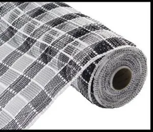 10" Deco Poly Mesh: Metallic Check Black/White