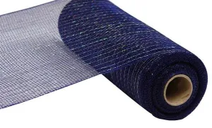 10" Deco Poly Mesh: Metallic Navy Blue/Silver Foil