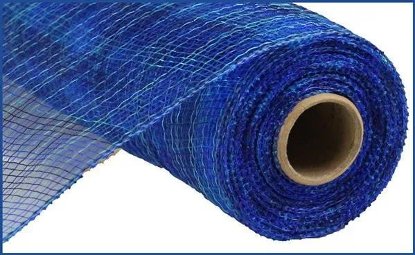 10" Deco Poly Mesh: Multi Stripe Navy/Royal/Turq Blue