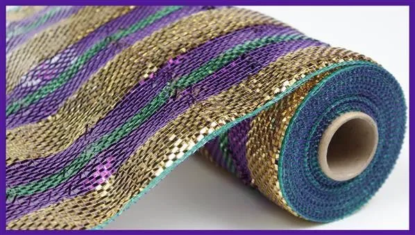 10" Deluxe Mardi Gras Stripe Deco Mesh