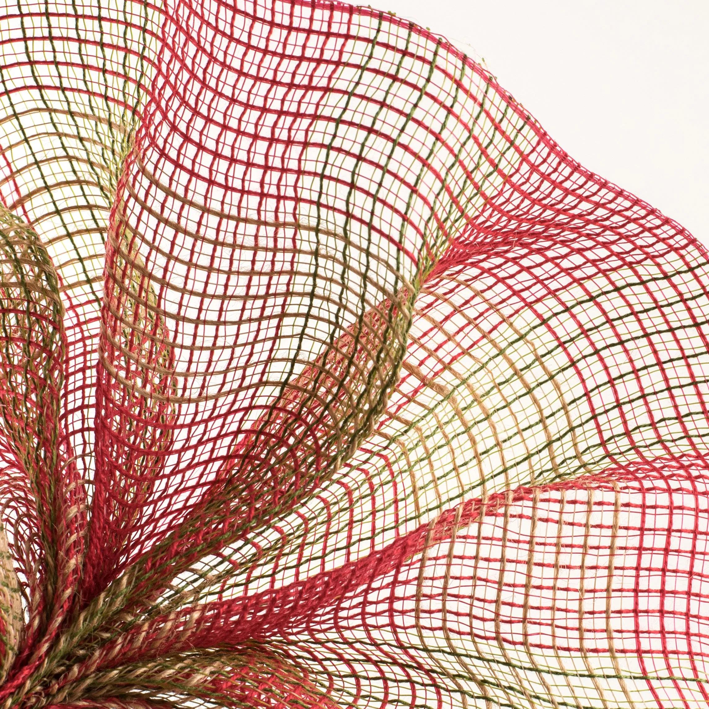10" Fabric Mesh: Christmas Plaid Jute