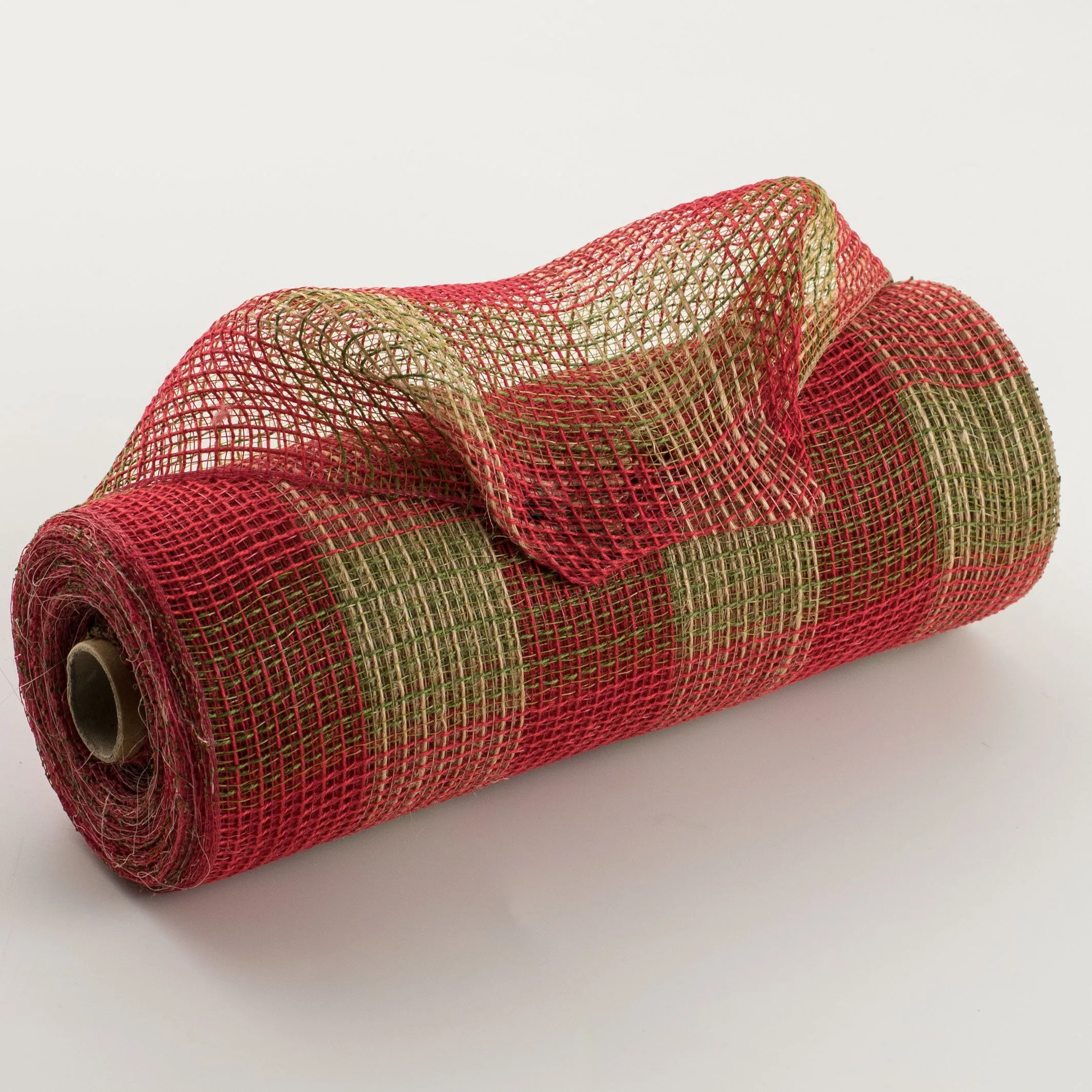 10" Fabric Mesh: Christmas Plaid Jute