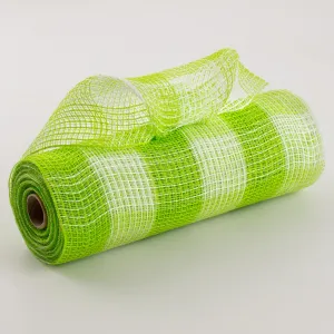 10" Fabric Mesh: Lime & White Plaid
