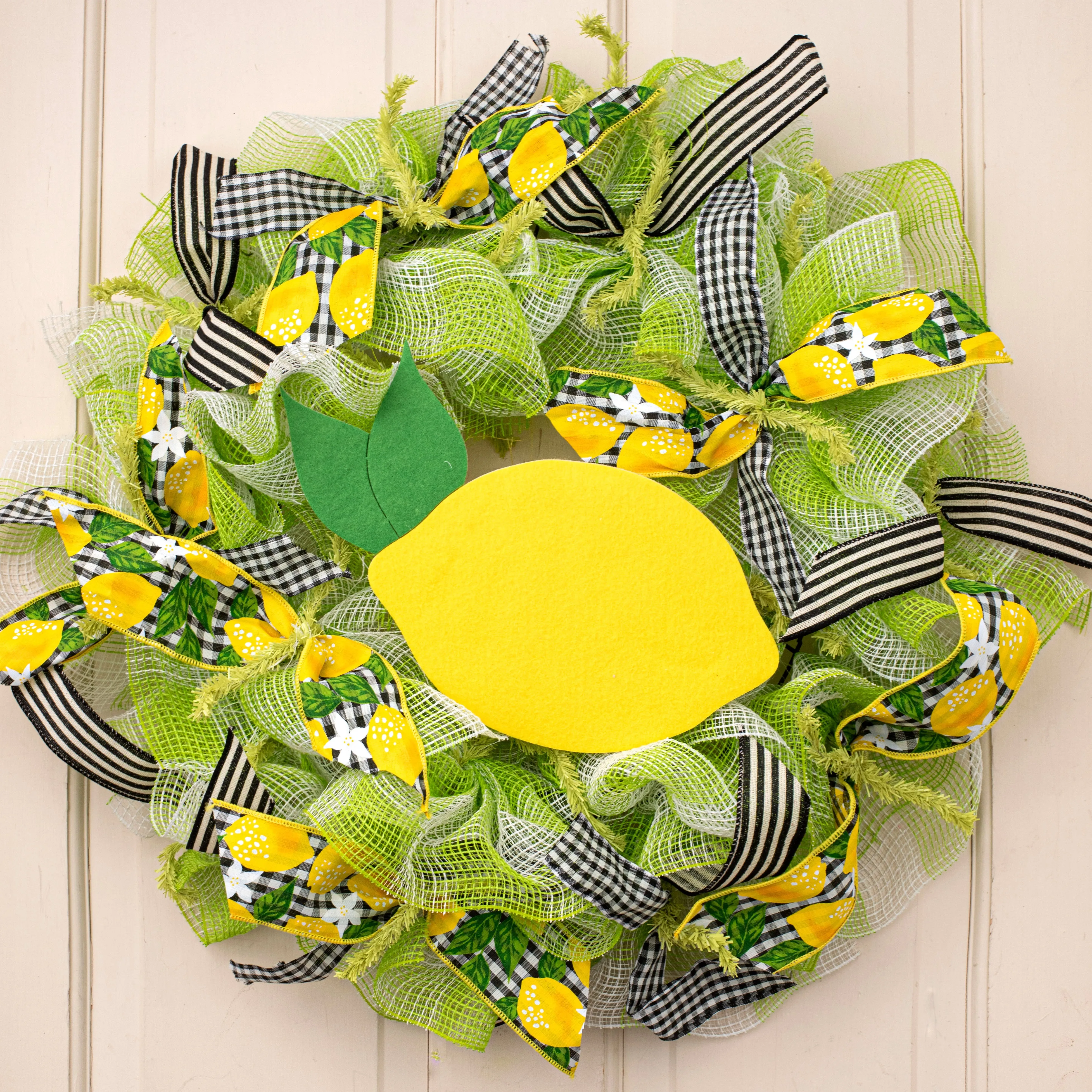 10" Fabric Mesh: Lime & White Plaid