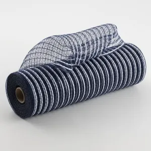 10" Fabric Stripe Mesh: Navy & White