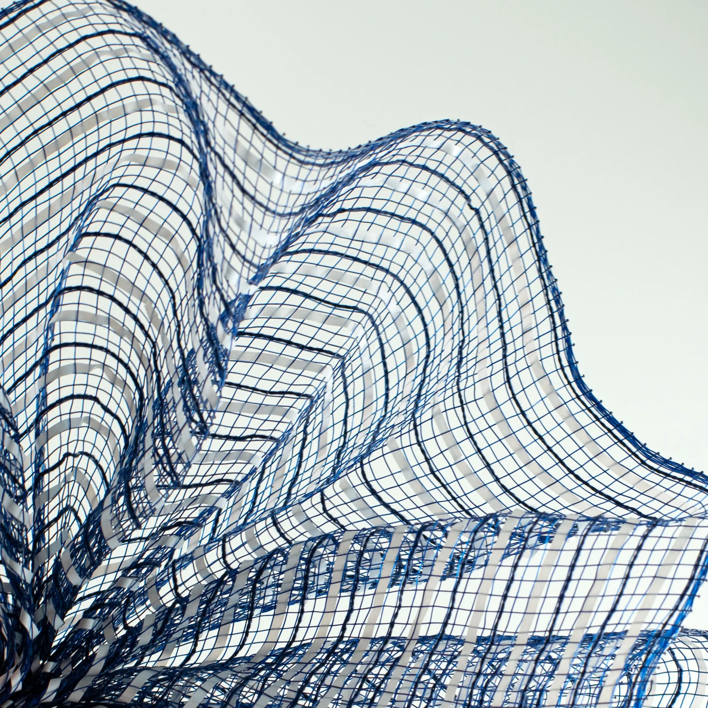 10" Fabric Stripe Mesh: Navy & White
