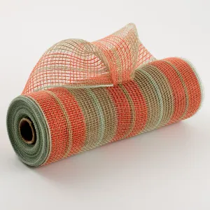 10" Faux Jute & Thick Stripe Mesh: Orange, Natural, Sage Green
