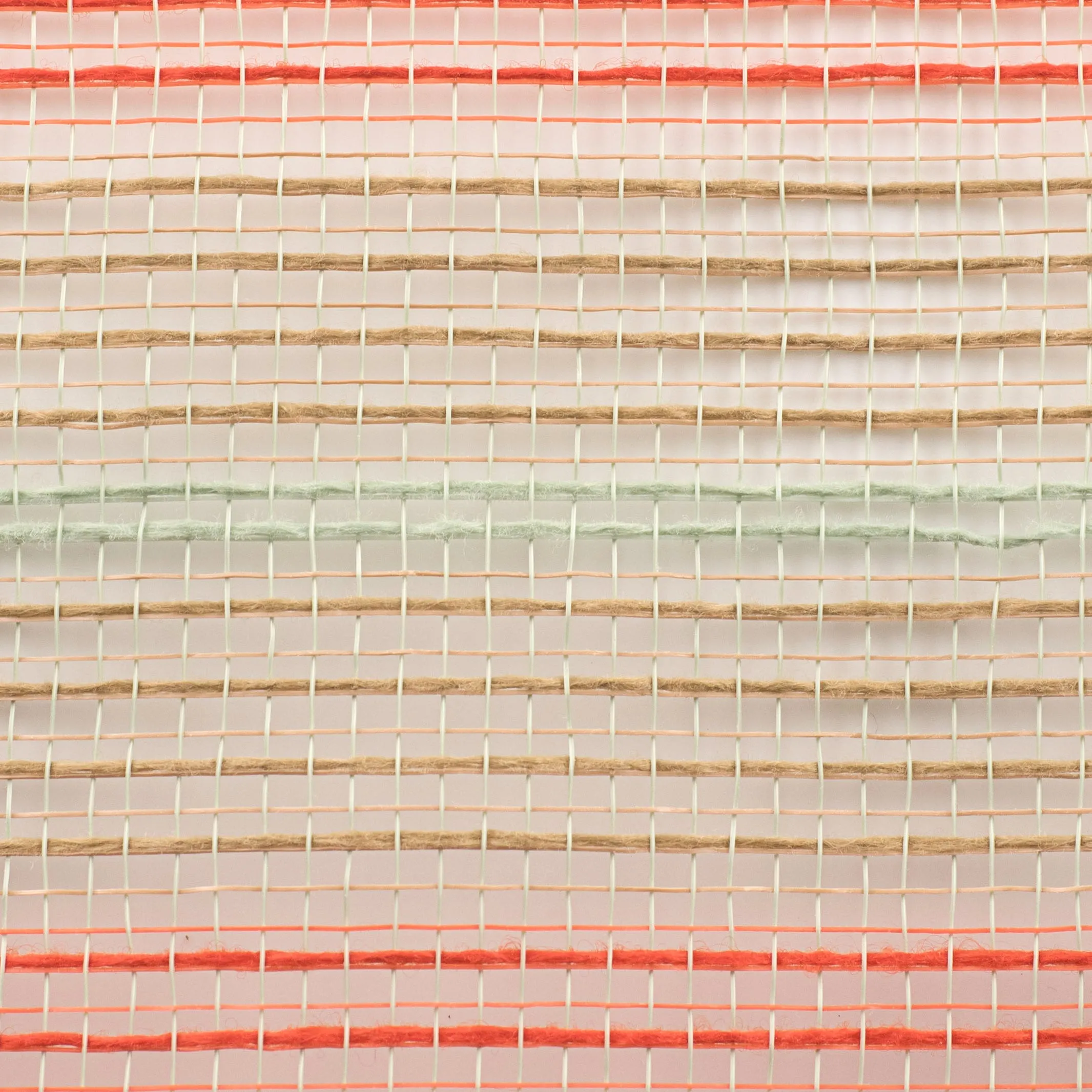 10" Faux Jute & Thick Stripe Mesh: Orange, Natural, Sage Green