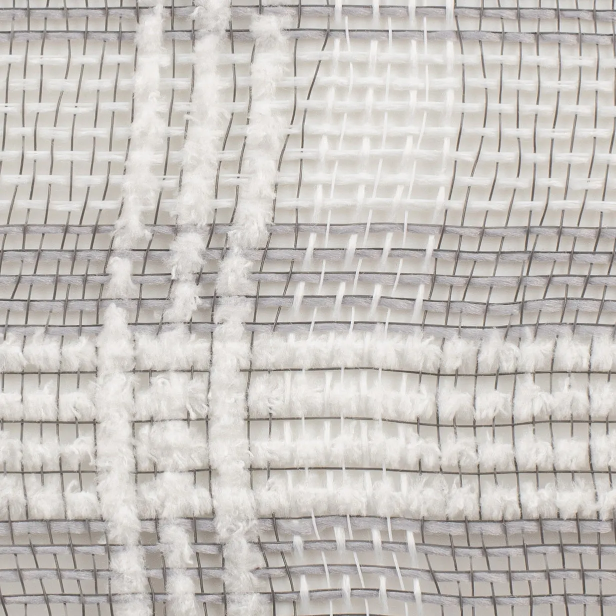 10" Fuzz Plaid Mesh: Grey & White