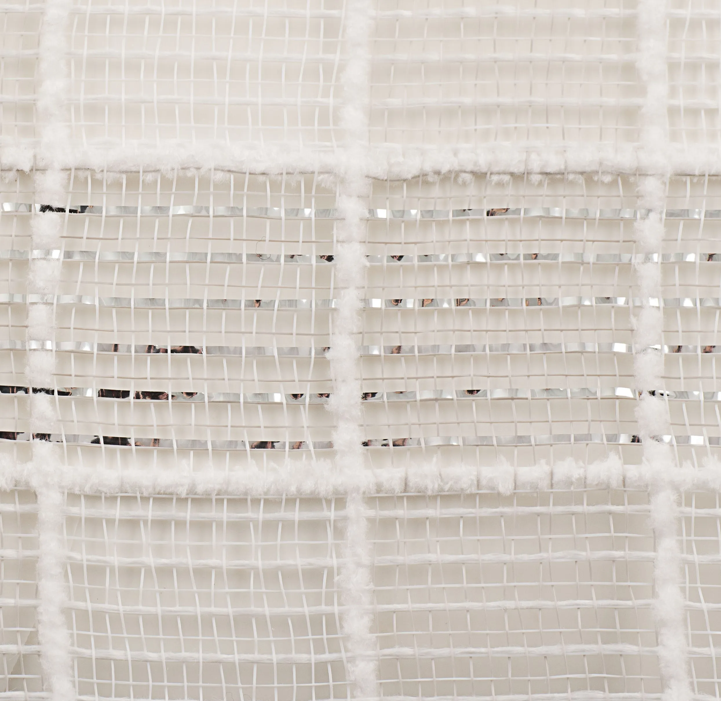10" Fuzz Snow Check Mesh: Silver, White