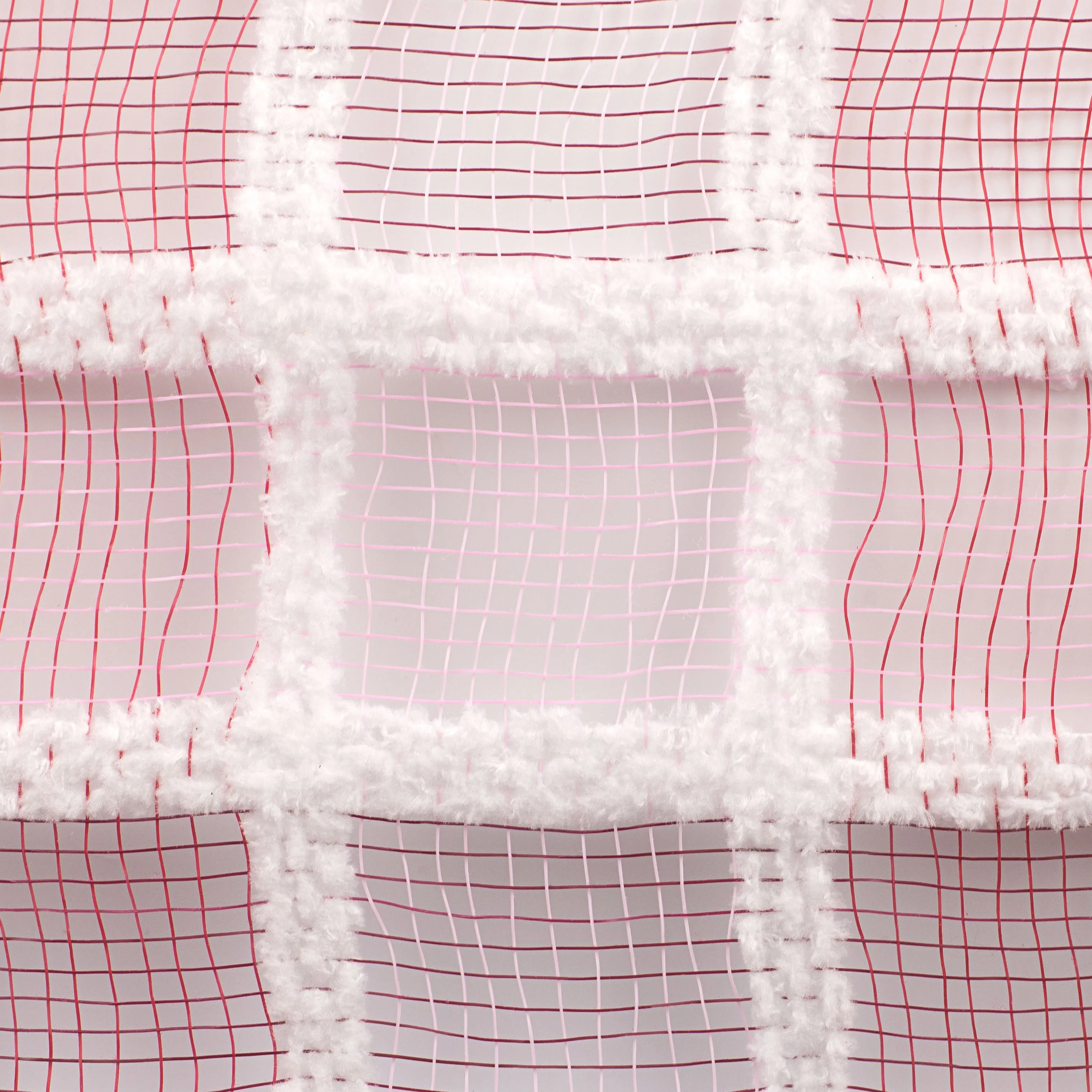 10" Fuzzy Check Mesh: Red, Pink & White