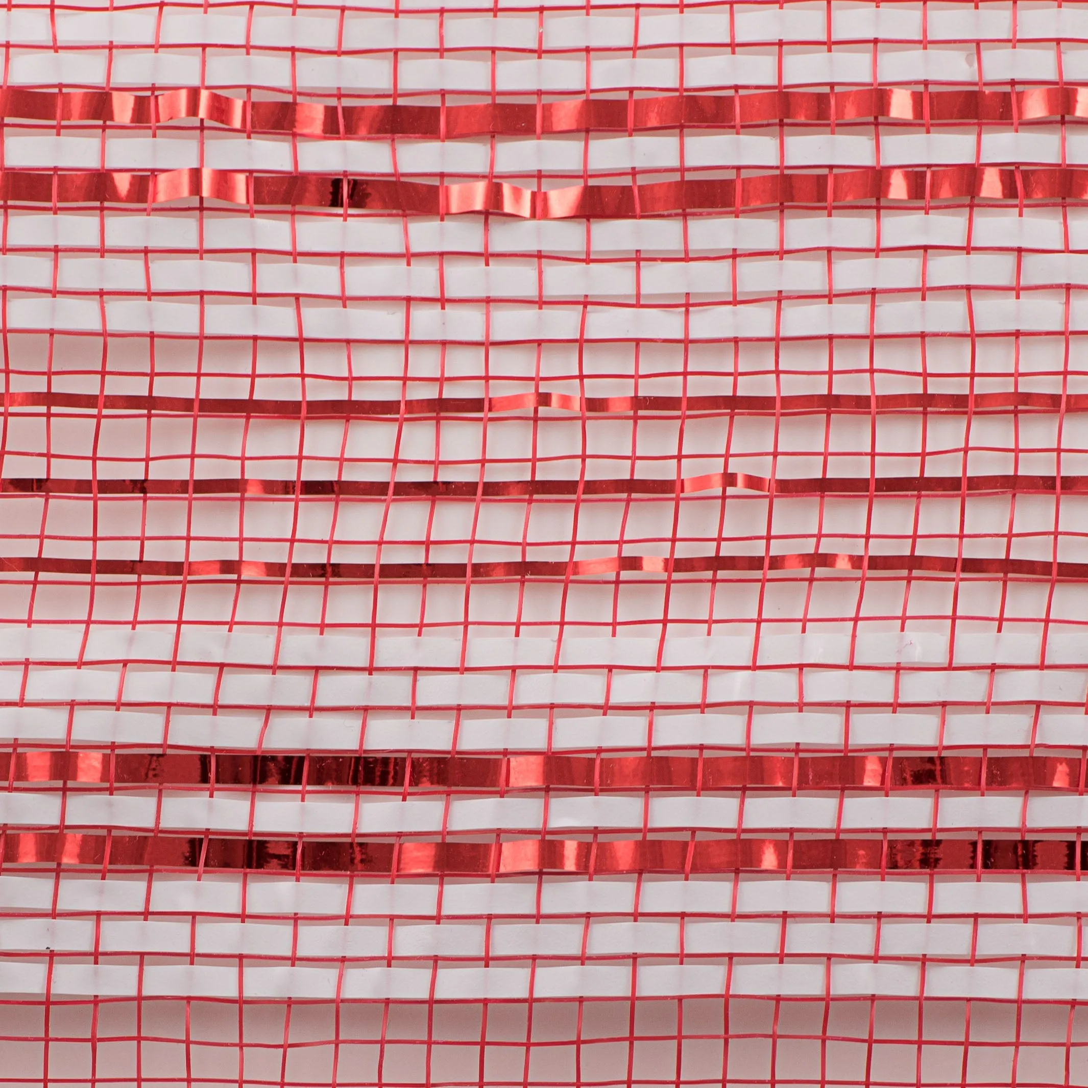 10" Metallic Double Stripe Mesh: Red & White