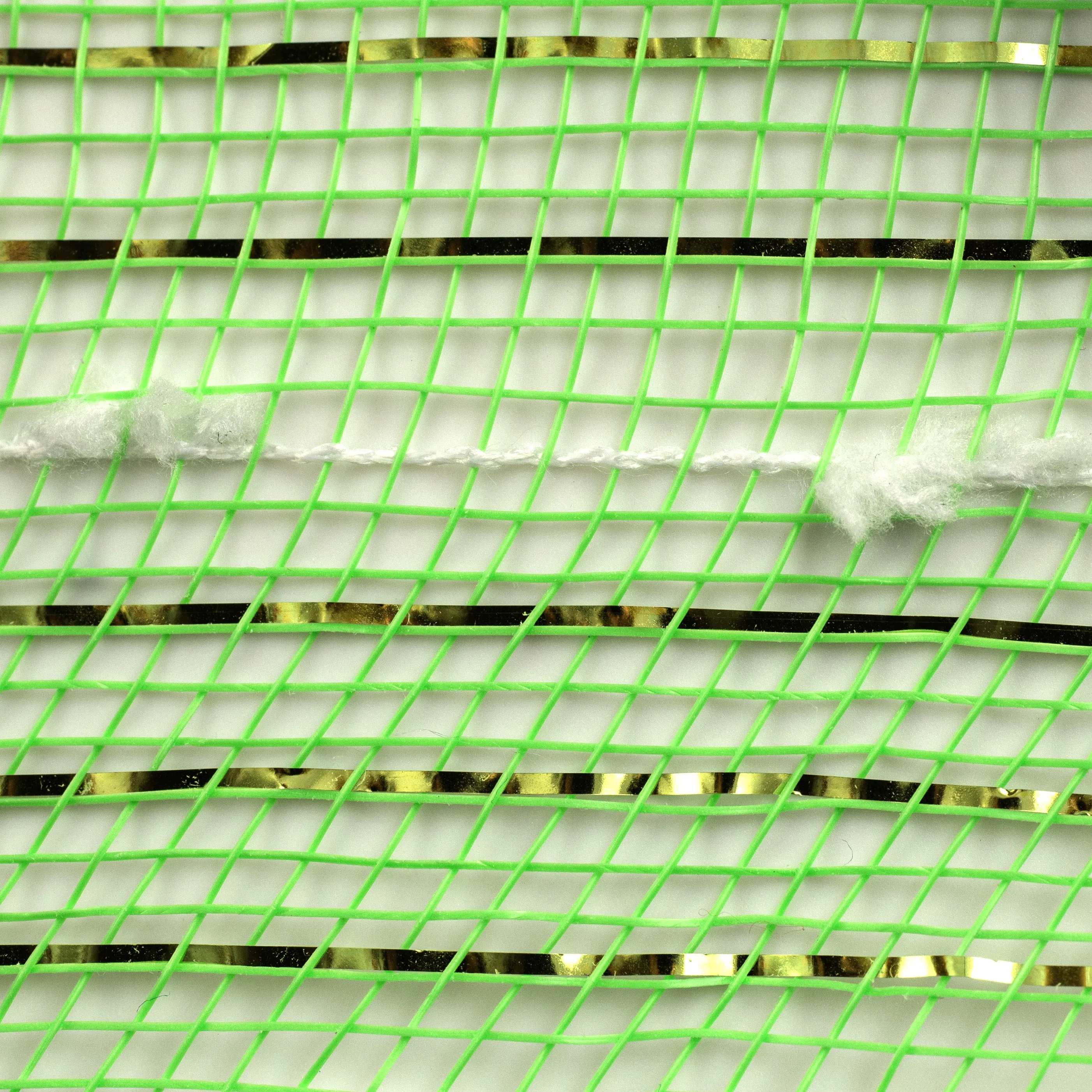10" Metallic Snowball Deco Mesh: Lime Green & White (10 Yards)