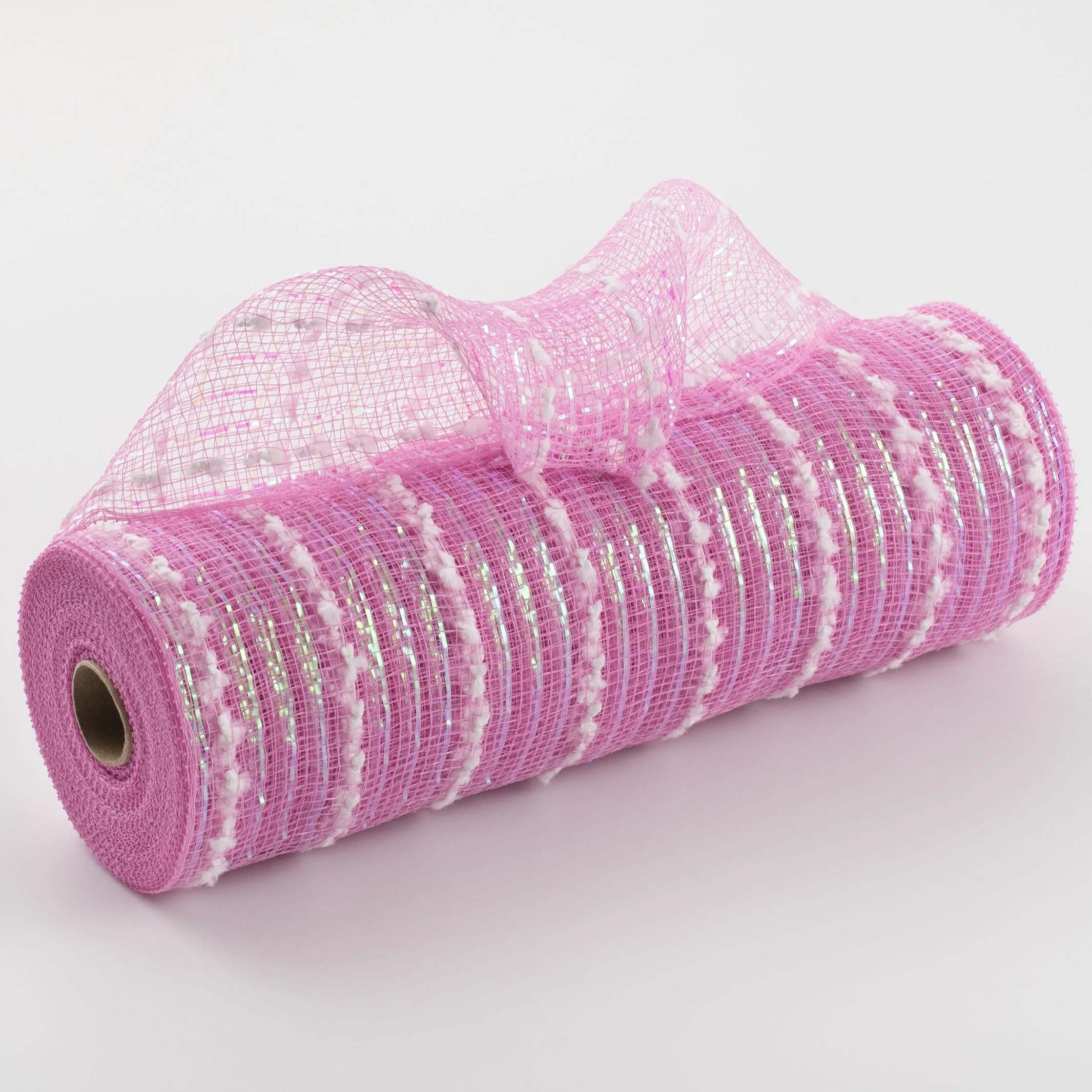 10" Metallic Snowball Mesh: Dark Pink & Iridescent
