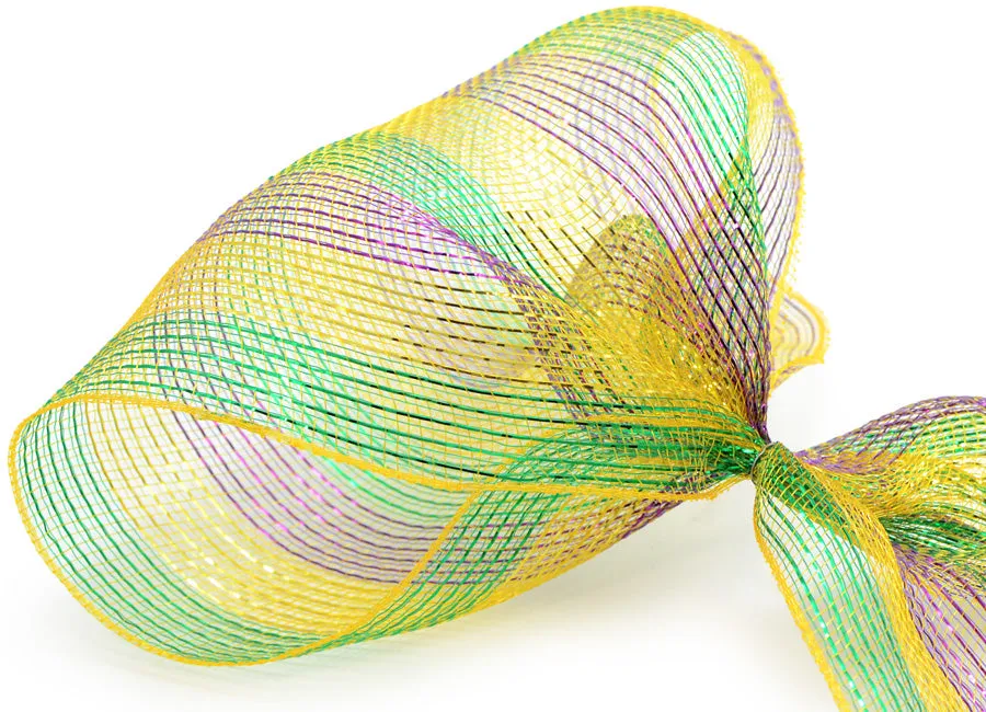 10" Poly Deco Mesh: Deluxe Thin Stripe Mardi Gras