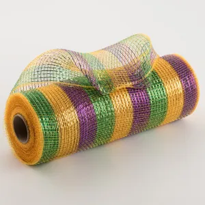 10" Poly Deco Mesh: Deluxe Thin Stripe Mardi Gras