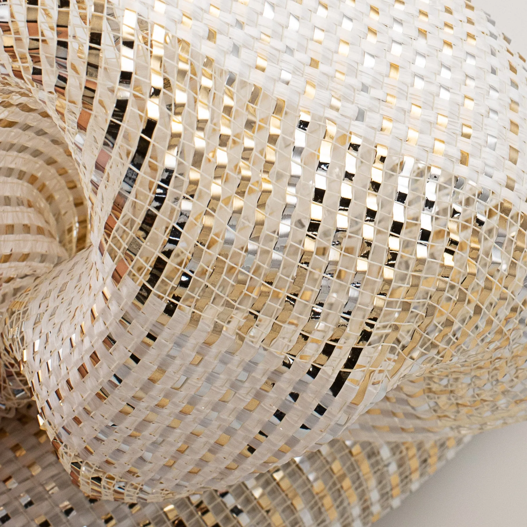 10" Poly Deco Mesh: Deluxe Wide Stripe Gold/Silver/White