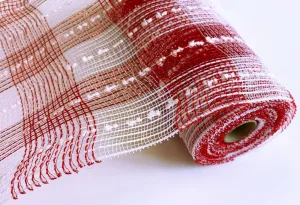 10" Snowball Deco Mesh: Red/White Check - 10yds