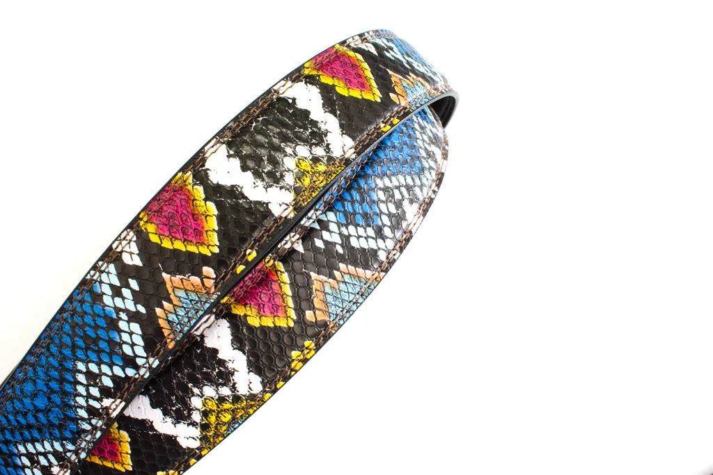 1.25" Multi-Colored Boa Print Strap - Dark Blue / Light Blue (CAS)
