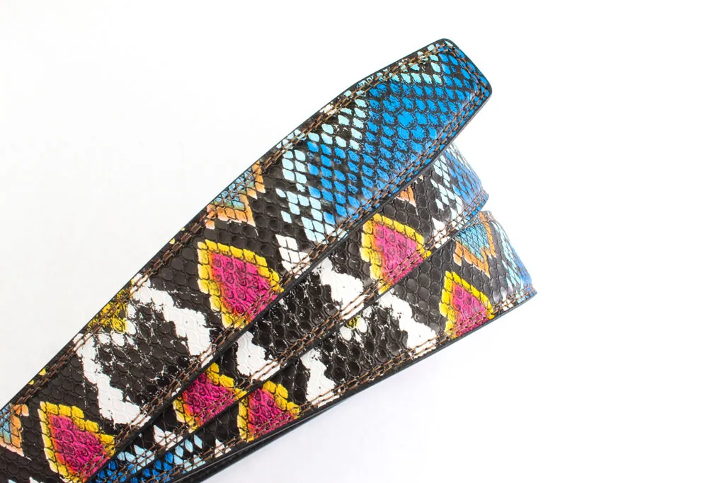 1.25" Multi-Colored Boa Print Strap - Dark Blue / Light Blue (CAS)