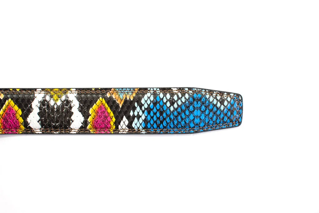 1.25" Multi-Colored Boa Print Strap - Dark Blue / Light Blue (CAS)