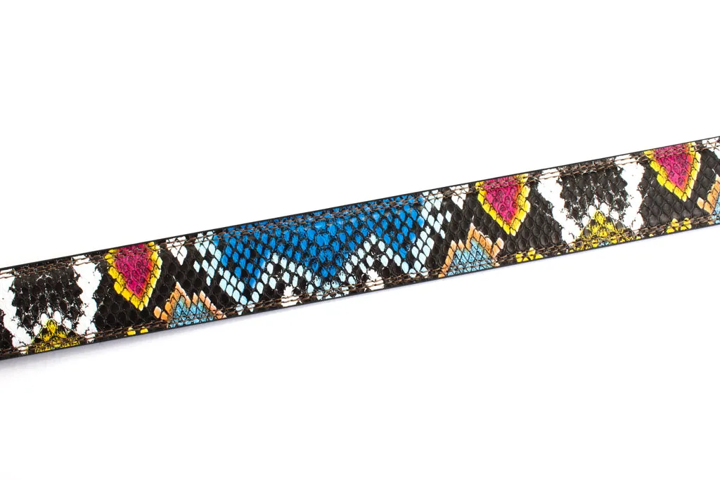 1.25" Multi-Colored Boa Print Strap - Dark Blue / Light Blue (CAS)