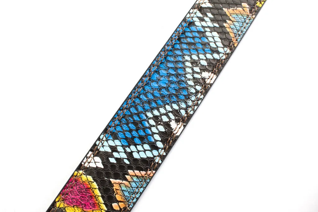 1.25" Multi-Colored Boa Print Strap - Dark Blue / Light Blue (CAS)