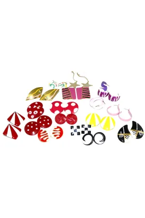18 pair vintage earrings Pierced Metals colorful bright