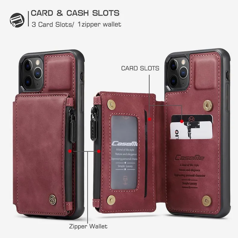 2 IN 1 Anti-theft RFID Phone Bag Wallet Smartphone Case Compatible with iPhone
