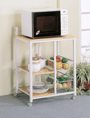 2-shelf Kitchen Cart Natural Brown and White