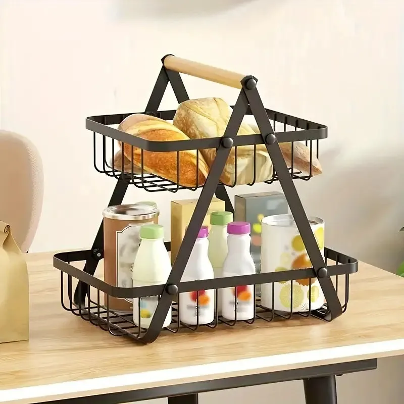 2 Tier Metalic Multi Purpose Storage Basket- Black(5322)
