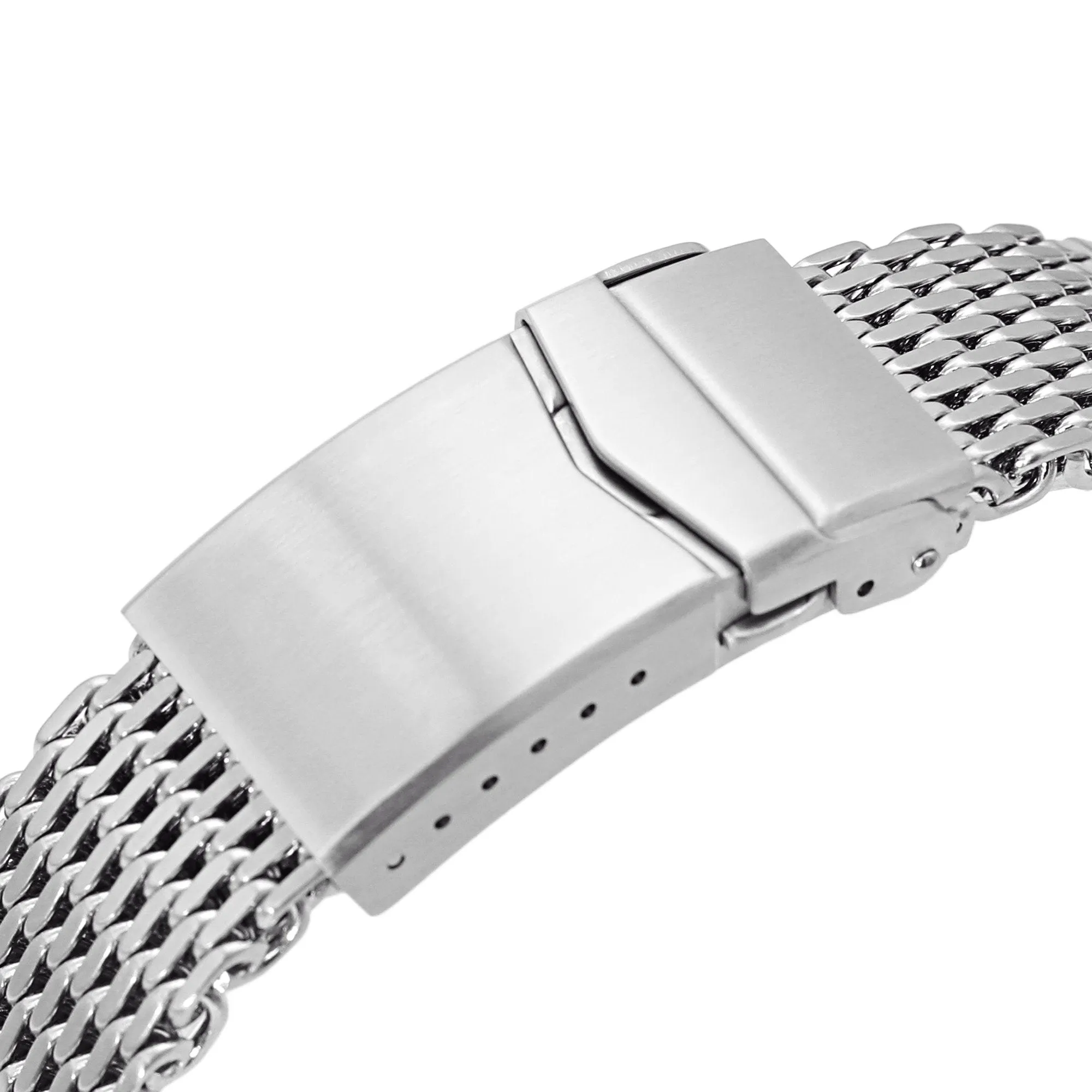 20mm Tapered "SHARK" Mesh Band, V-Clasp, Brushed