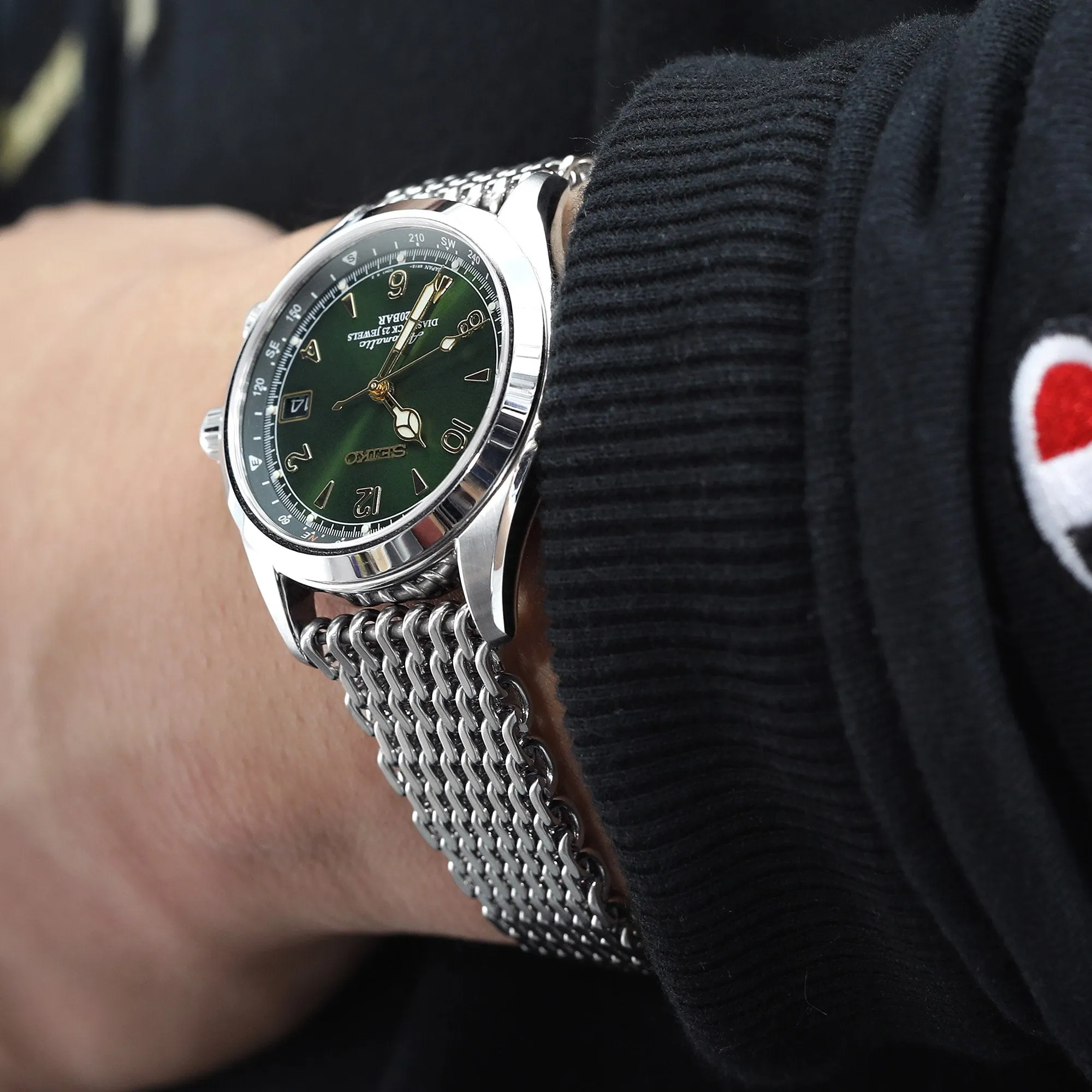 20mm Tapered "SHARK" Mesh Band, V-Clasp, Brushed